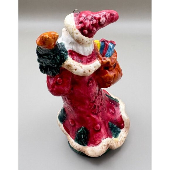 Santa Claus Christmas Tree Ornament Holding Tree Gift Bag Holiday Decor - Picture 2 of 7